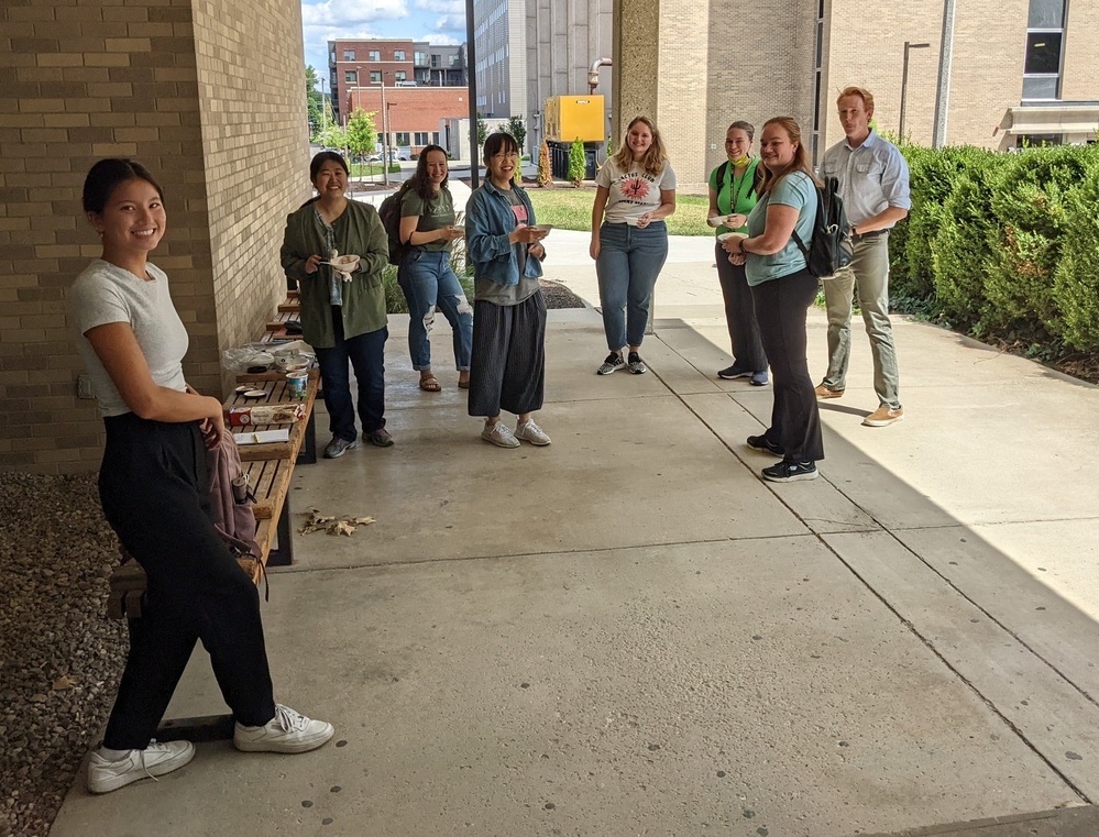 GRE Lab members gathered for an ice cream social