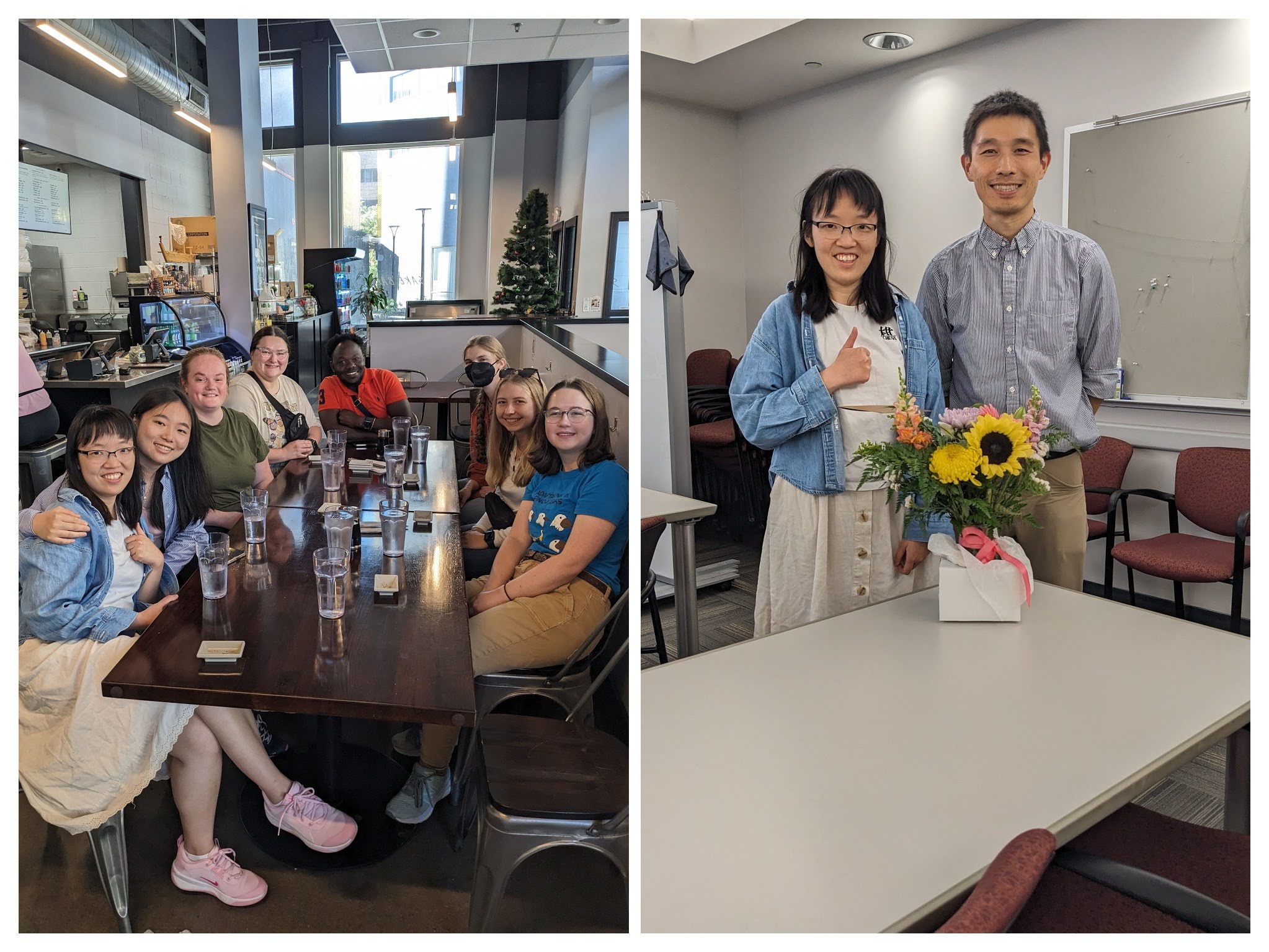 A second photo from Jinye Liang's PhD thesis defense celebration