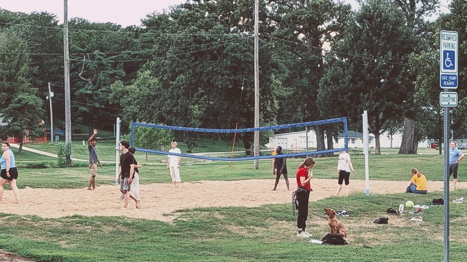 GRE Lab members playing sand volleyball at the summer gathering
